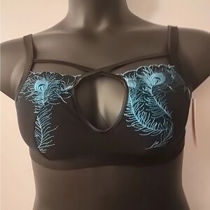 Empress Mimi Majestic Peacock Unwired Bra with Embroidery